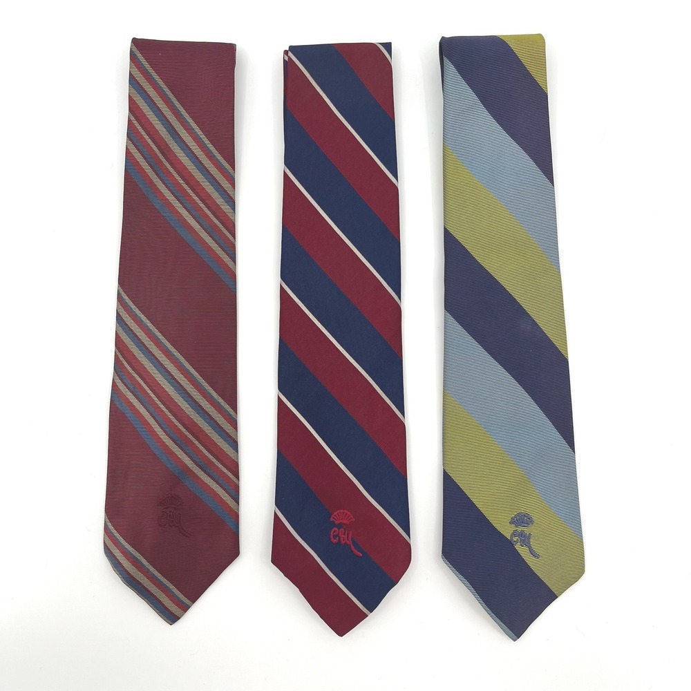 Vtg 80s Countess Mara Mens Ties LOT of 3 Silk Necktie Repp Stripe Logo Ivy Power